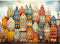 MISITU Klassische Puzzle 1000 Teile für Erwachsene Kunst Puzzles 1000 Farbiges Haus Puzzle für Kinder ab 14 Jahren
