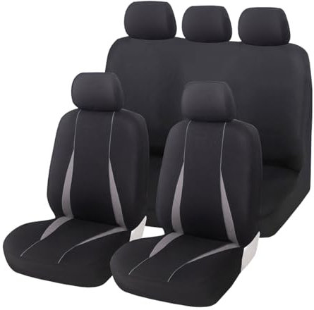 Adunsiaoto 9 Pieces Seat Protector for Car Seats, Front Seat Covers with Matching Back Seats Cover for Cars, Auto Interior Accessories Front Seat Protector, Universal Seats Cover for Car(Grey)