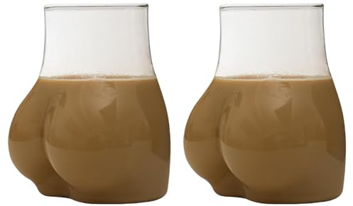 2 450ml Funny Body Shape Glass Cups, Classic Beer Mugs & Bum Shot Glasses - Clear, Humorous Cocktail Glasses for Hilarious Moments