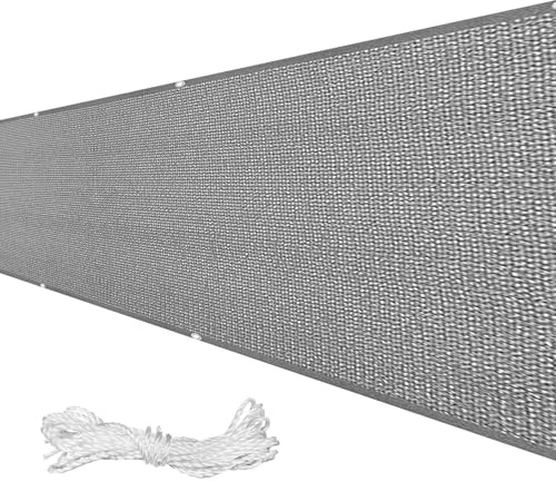 Balkon Sichtschutz Ohne Bohren 40 x 500 cm Windschutz Sonnenschutz Und Wetterfest Balkonumspannungen Balkonsichtschutz mit Kabelbinder für Gartenzaun Balkonzaun, Grau