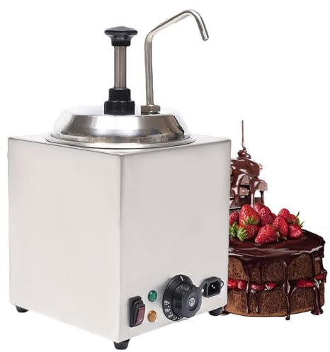 CHANGLKJ Hot Fudge Warmer, 2L Electric Cheese Dispenser with 360° Rotating Pump, Temp 30-110 ℃ Adjustable and 304 Stainless Steel Material, Long Service Life, For Fudge, Cheese, Caramel, Chocolate