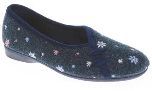 Pavers Womens Full Slippers Navy Floral Size 6