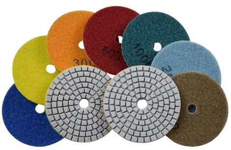SHENGG Almohadilla de pulido de diamantes de 80mm, tampón húmedo, papel de lija de 3 pulgadas for pulir mármol, granito, encimera de hormigón, juego de 7 Uds.