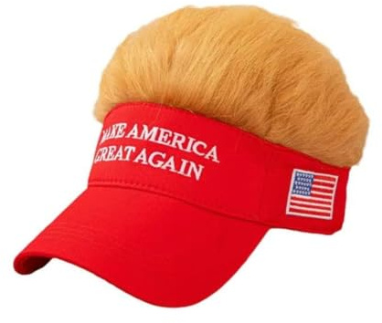 PHJEDXCM Wig hat Trump Hat Outdoor Sunscreen cosplayDonald Trump Funny Visor ​Sun Hats Adjustable MAGA Baseball Make America Great Again Red