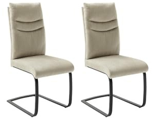 möbelando Freischwinger >GIBARA< 2er Set, Schwingstuhl GIBARA mit Griff – modernes Design, Vintage-Veloursoptik und Robustes Gestell. Belastbar bis 140 kg, Maße: ca. 46 x 105 x 62 cm.