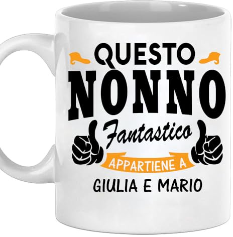 Tazza Nonno Appartiene da Personalizzare - Idea Regalo Festa dei Nonni o Festa del papà - Uomo compleanno Idee regali per Nonni originale per lui Natale Colazione Cucina (Bianco, Ceramica Nonno)