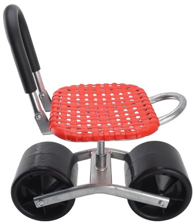 Gartenwagen mit Sitz, Rollbarer Arbeitssitz für den Garten, Stabiler Gartenhocker aus Eisen für Arbeiten Im Freien mit Rädern, 360° Drehbarer Sitz, Praktischer Werkzeughocker