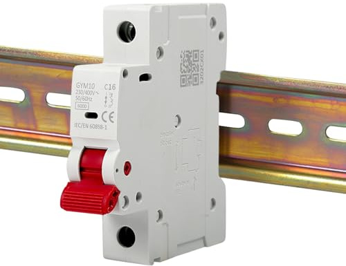 Jadeshay Disjoncteur 16A GYM10 MCB 1P Disjoncteurs électriques Disjoncteur Miniature sur rail DIN 230V 400V Courbe C Capacité de Coupure 6KA