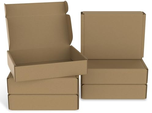 NAIZY Maxibrevkartong 320 x 220 x 50 mm, fraktkartong 20 stycken varusändning kartong av wellpapp frakt post vikbar låda max upp till 8 kg, brun