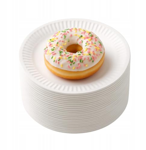 Pappteller 15cm, 100 Stück, Einweg-Teller, Dessertteller rund, stabile Pappteller, Partygeschirr, umweltfreundlich, biologisch abbaubar