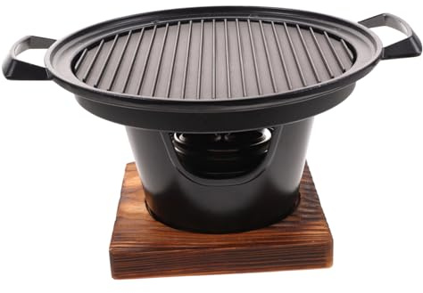 BESPORTBLE Barbecue Portable Antiadhésif et Résistant la Corrosion sans Fumée pour Camping et Maison, Mini Grill en Alliage D'aluminium Noir pour Kebabs et Poulet