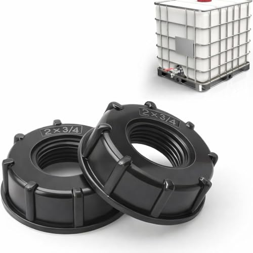 2er Set IBC Container Adapter Zubehör s60x6 3/4 Zoll - Adaptador IBC 3/4 Pulgada Rosca Hembra IBC Contenedor Accesorios Adaptador Tapa Passend für IBC Garten Tank behälter Wassertank Adapter 1000L