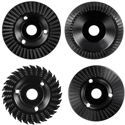 YUENPUN 4PCS Angle Grinder Wood Carving Discs 125mm with 22mm Arbor and M14 Threads, Angle Grinder Attachments Grinding Discs for Wood Sanding Shaping