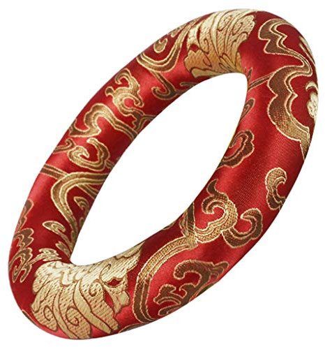 Handgefertigtes rundes tibetisches Klangschalenkissen, Ringkissen, 17 cm, Rot
