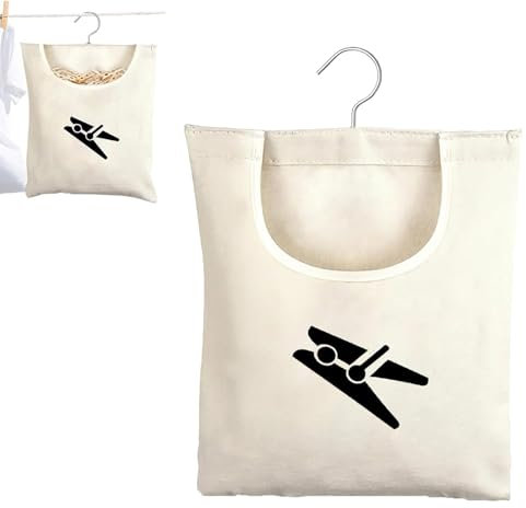 Peg Bags For Washing Line, Waterproof Strong Laundry Cloth Clothes-Pegs Set, Reusable Washable Hanging Pegs Bag Indoor Outdoor White, 360° Rotation Clothes Pegs Bag, For Clothes Socks Underwear