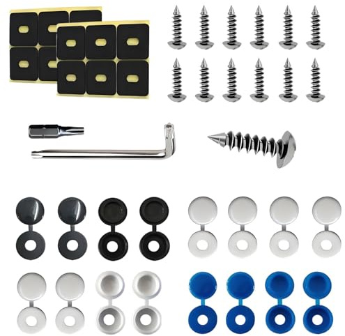 Set di viti per targa antifurto, viti per targa con tappi, viti e tappi per targa M5, set di viti per auto e moto