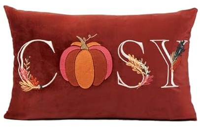 Swan Household Plush Pumpkin Cushion Cozy Pumpkin Cushion 4 Autumn Colors (Brown, Green, Pink, Sage), 30x50cm (Brown)