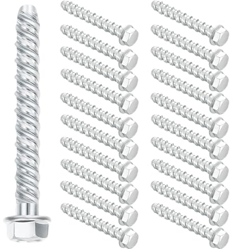 DAIRYCOF 20 tornillos de hormigón de cabeza hexagonal M6 x 60 mm, pernos de anclaje autorroscantes para pared de ladrillo, uso al aire libre en terrazas, vallas, madera, piedra