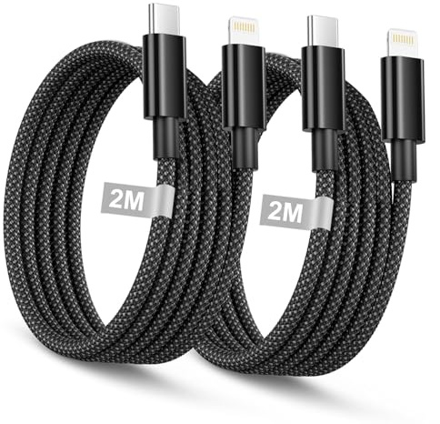 USB C Lightning Kabel 2M 2Stück, Apple MFi Zertifiziert iPhone Ladekabel Nylon Typ C PD Lightning Schnellladekabel Ladekabel für Apple iPhone 14/13/12 Mini/11 Pro Max/XR/X/SE/8 7 6 Plus,iPad,AirPods