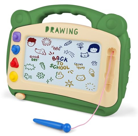 OFFCUP Magnetische Maltafel Groß, 30x23cm Kinder Zaubertafel ab 3 Jahr Magnetische Zeichenbrett Lernspielzeug mit 4 Stempel Spielzeug Geschenk für Kinder ab 3 Jahre Mädchen Jungen (Grün)