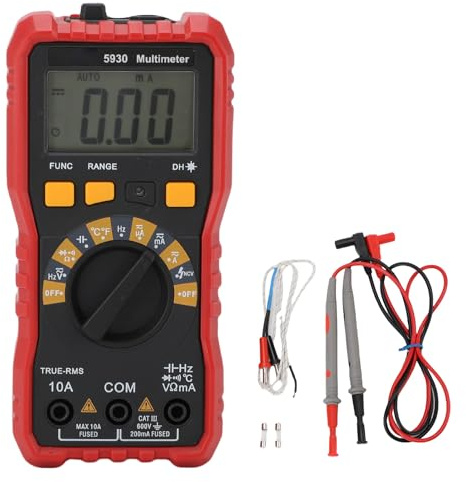 Multimètre numérique condensateur de tension testeur intelligent voltmètre ohmmètre AC DC 600 V 10 A 20 mΩ avec manchon antidérapant support rétractable HD LCD rétro-éclairage