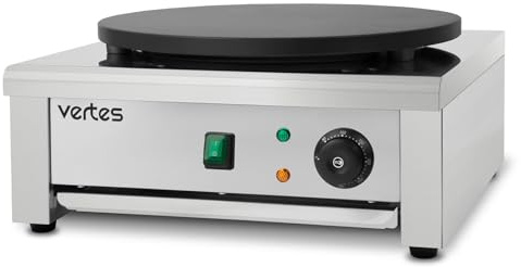 VERTES Crepes Maker crepeplatta, crepesmaker, elektrisk av rostfritt stål, med 40 cm platta (3 000 W, non-stick-beläggning, temperatur steglöst justerbar från 50–300 °C)
