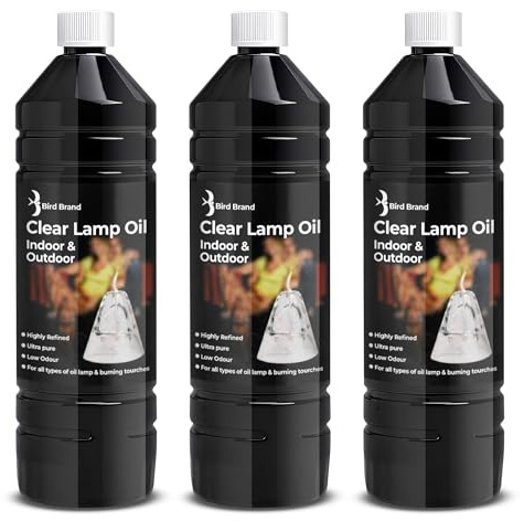 Quebec Clear Lamp Oil 1L – Clean Burning for Indoor & Outdoor Oil Lamps, Lanterns & Torches, Odorless Formula (Pack of 3)