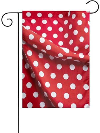 Petits drapeaux de jardin à pois rouges et blancs - Double face - Décoration de pelouse de Noël pour l'extérieur de la cour