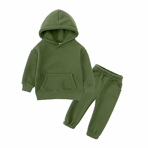 UNIsex barn långärmade byxor set tjock tröja skyddsbyxor set flickor 5 6 T kläder (JN, 3-4 år)