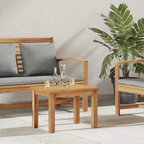 LoogCape Soffbord brunt av massivt trä teak 50 x 35 x 36 cm, väderbeständigt, lättskött, stabilt, utomhus, trädgårdsbord, terrassbord, sidobord, loungebord