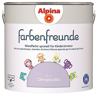 Alpina Farbenfreunde – Nr. 18 Oktopuslila – Wandfarben speziell für Kinderzimmer – frei von konservierungs- und lösemittelfrei – für ein gesundes und behagliches Raumklima – 2,5L