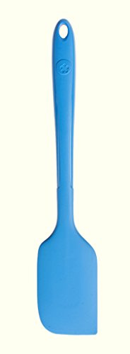 Kochblume Design Teigschaber L | Premium-Silikon | Hitzbeständig | Spülmaschinenfest | 30cm | Farbe: blau