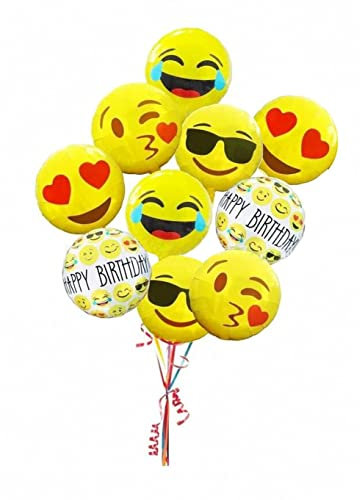 Happium 5 pezzi Palloncini per feste Palloncini a elio in foil da 18 pollici Palloncini per feste di compleanno Emoticon Palloncini a elio Decorazioni per matrimoni o altri eventi festivi.