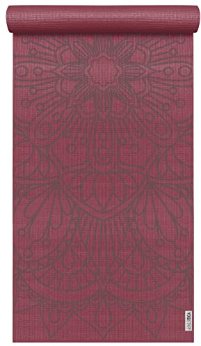 YOGISTAR Yogamatte Basic - Art Collection - Lotus Mandala 183 x 61 x 0.4 cm, Bordeaux, Yoga