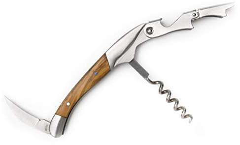 Arteinolivo Cavatappi Professionale Sommelier Apribottiglie in Acciaio Corpo Legno di ulivo pregiato Made in Italy