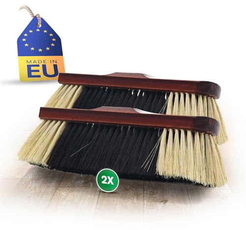 Novaliv 2er Set Zimmerbesen ROSSHAAR Mischung Besen weiche Borsten Schrankbesen Gemischt Rosshaar Besenkopf Rosshaarbesen Besen für Laminat und Parkett Rosshaarbesen Mix Naturborsten Stubenbesen