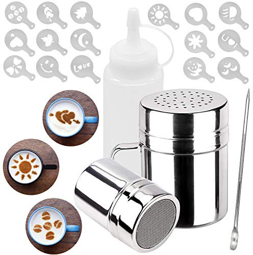 Mauts 2 Pack Powdered Sugar Shaker Duster， Suitable for Sugar Powder, Cinnamon, Cocoa, Pepper, Coffee Powder, Salt.