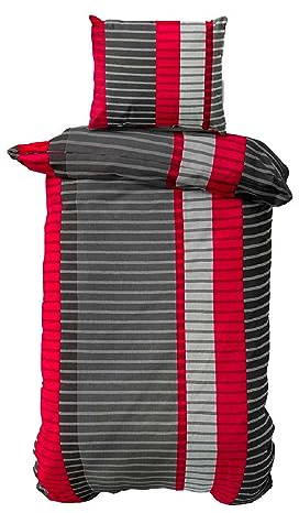 Class Home Collection Bettwäsche 135x200 Renforcé Baumwolle – 2-teiliges Set mit Kissenbezug 80x80, weich und atmungsaktiv, Ganzjahres-Bettwäsche mit Reißverschluss, Wind Rot