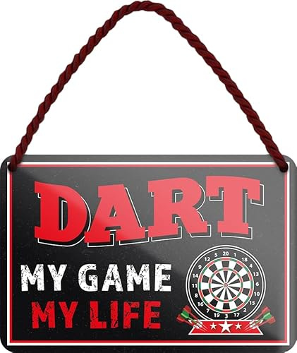 Blechschilder mit Darts-Sprüchen, Vintage Look, Deko fürs Dartzimmer, Bar & Hobbyraum: (Dart My Game My Life 18x12cm)