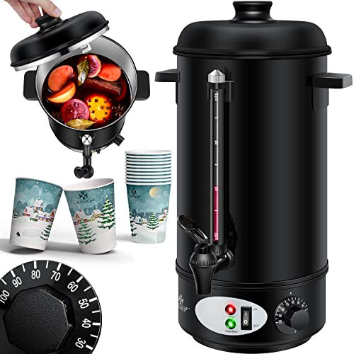 KESSER® - Hervidor de vino caliente de acero inoxidable, máquina de bebidas calientes, 8 litros/negro