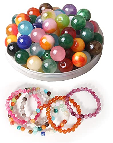 Bymivofun 100 pezzi Perle Rotonde di Pietre Preziose Semipreziose, Perle di Pietre Preziose Naturali da 8 mm, per Decorazioni Artigianali di Gioielli Fai-da-Te