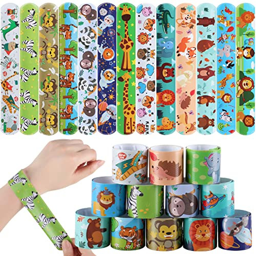 30 Piezas Pulsera Bofetada Niños Animales Selva Relleno Piñatas de Cumpleaños Infantil Jungla Pulseras Regalos Fiesta Detalle Cumpleaños Niños Pulsera Slap Animales Safari