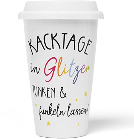 JUNIWORDS To-Go Becher mit Deckel, Kacktage mit Glitzer bestreuen & funkeln lassen! (1008525)