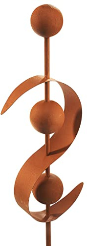 Kobolo Gartenstecker Rusty Wave Metall in Rostoptik 100 cm Braun
