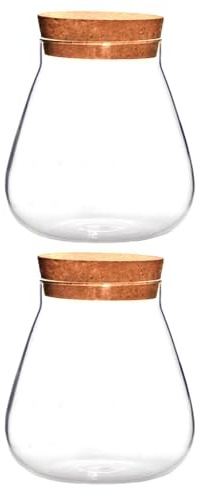 CIYODO 2 Stücke Kork Flasche Kaffee Luftdichten Behälter Glas Bonbongläser Hydrokultur Pflanzen Terrarium Mittelstück Pflanzenvase Mit Stopfen Landschaft Mehl