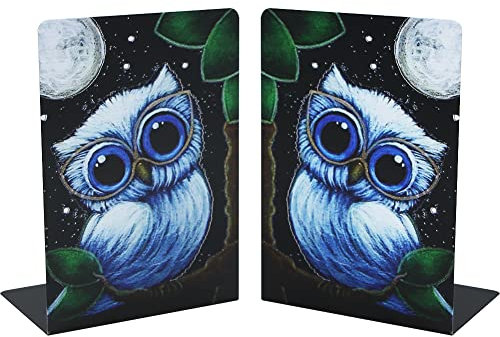 1 Paar Buchstützen, Eule für Kinder, niedlich, Eule, Tiere, rutschfest, verdickt, Buchstützen aus Metall, Tier-Organizer, für Regale, Bibliothek, Schule, Büro, Heimdekoration