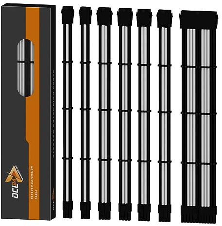 dcl24.de 30 cm Sleeved Cable PC Extension Kit per alimentatore, GPU/CPU, PSU Cable Extensions con pettini, 3 X 8 pin PCIe adatte per tutte le schede grafiche