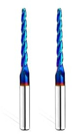 HZBIAO 2PCS Ball Nose 1 Degree End Mill Cutter CNC Router Bits Spiral Milling Tool with Nano Blue Coating 1/8 Cutting Diameter 1/4 Inch Shank 3 Inch Overall Length STQ355