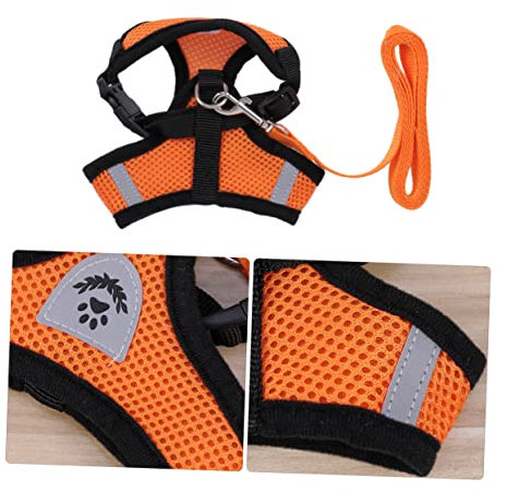 FRCOLOR Haustierweste Mit Weste Hundeleine Weste Rücken Brustgurt Und Mittelgroße Hunde Verstellbar Orange S