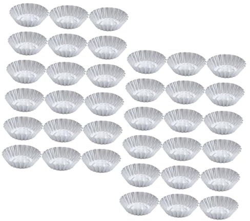 Cabilock 46 Piezas Molde De Tarta De Huevo Pastel Bandejas De Aluminio Lata De Tarta De Huevo Molde De Tartaletas Cordón Aleación De Aluminio. Herramienta Para Hornear